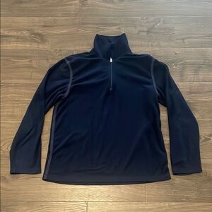 Men's Daniel Buchler Navy Blue Quarter Zip Fleece Pullover Sweater, Size Medium